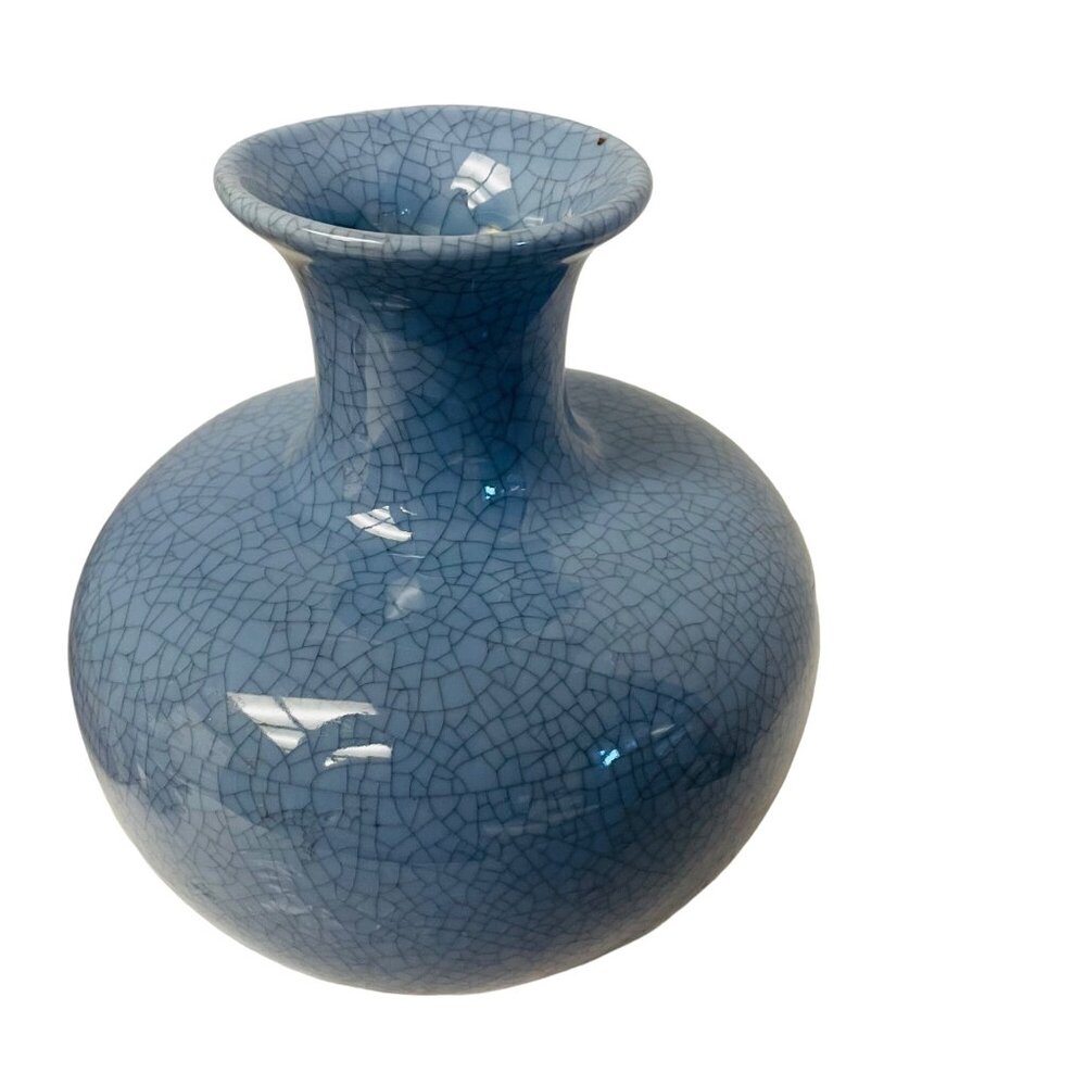 Blue Crackle Glaze‎ Ceramic Vase 7 1/2""